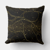 Elegant Black and Gold Celestial Abstract クッション (正面)