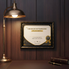 Elegant Black and Gold Certificate of Completion P