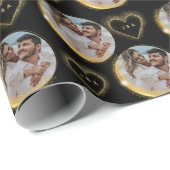 Elegant Black and Gold Couple Photo Initials  ラッピングペーパー (ロールコーナー)
