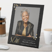 Elegant Black and Gold Custom Photo 80th Birthday  台座サイン (インサイチュ)