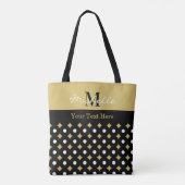 Elegant Black And Gold Diamond Pattern Monogrammed トートバッグ (裏面)