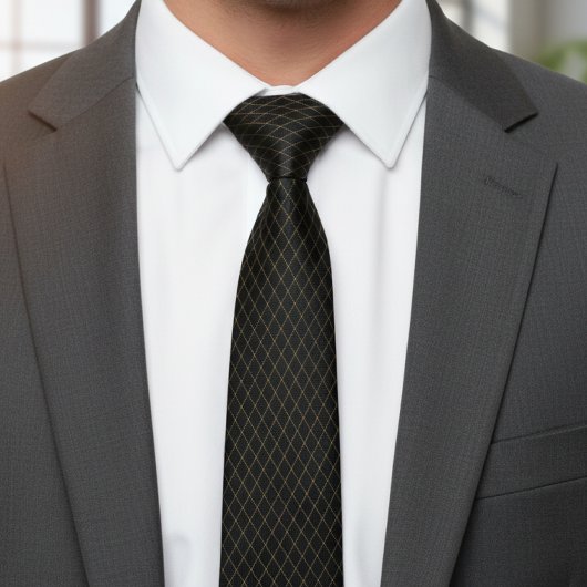 Elegant Black and Gold Diamond Tie ネクタイ