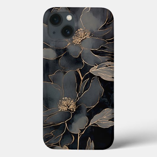 Elegant Black and Gold Floral Art Case-Mate iPhoneケース (裏面)