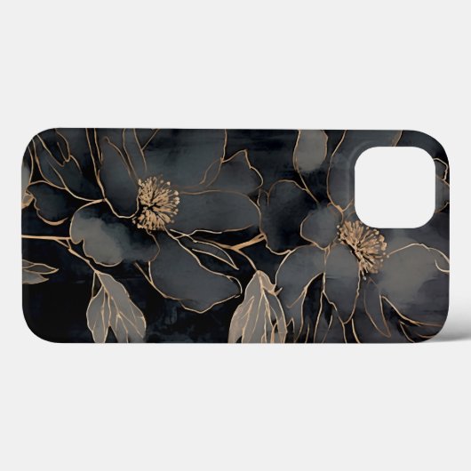 Elegant Black and Gold Floral Art Case-Mate iPhoneケース (裏面 (横))