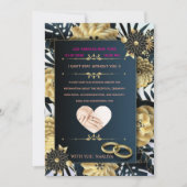 Elegant Black and Gold Floral Wedding Invitation 招待状 (正面)
