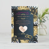 Elegant Black and Gold Floral Wedding Invitation 招待状 (スタンド正面)