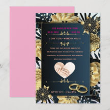 Elegant Black and Gold Floral Wedding Invitation