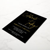 Elegant Black and Gold Foil Birthday Invitation 箔招待状 (回転した状態)