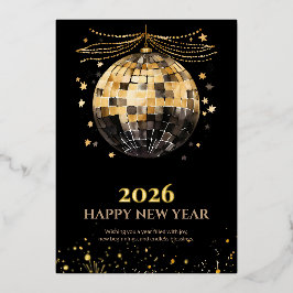 Elegant Black and Gold Foil New Year Greeting Card 箔シーズンカード