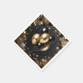 Elegant Black and Gold Glitter Balloon Birthday スタンダードカクテルナプキン (角)