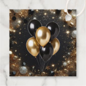 Elegant Black and Gold Glitter Balloon Birthday フェイバータグ (裏面)