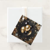 Elegant Black and Gold Glitter Balloon Birthday フェイバータグ (インサイチュ)
