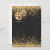 Elegant Black and Gold Glitter Disco Balls Wedding 招待状 (裏面)