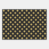Elegant Black and Gold Glitter Patterns ラッピングペーパーシート (正面3)