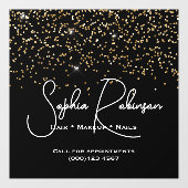 Elegant Black and Gold Glitter Salon Business ウィンドウサイン (シート)