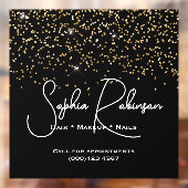 Elegant Black and Gold Glitter Salon Business ウィンドウサイン (シート2)