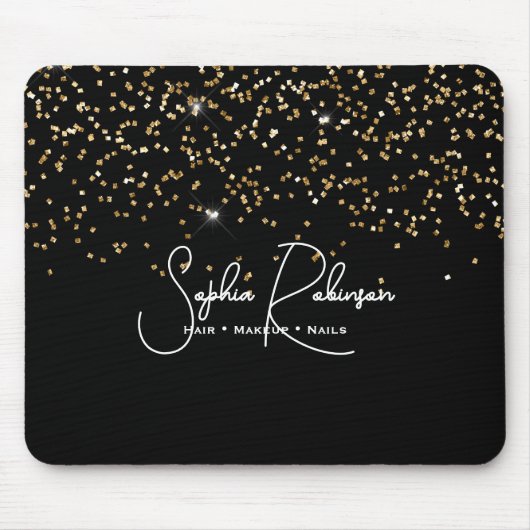 Elegant Black and Gold Glitter Salon Business マウスパッド (正面)