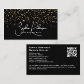 Elegant Black and Gold Glitter Salon Business Card 名刺 (正面/裏面)