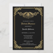 Elegant black and gold Gothic Bridal Shower 案内状 (正面)