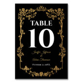 Elegant black and gold Gothic Wedding テーブルナンバー (裏面)