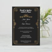 Elegant black and gold Gothic wedding Invitation 招待状 (スタンド正面)