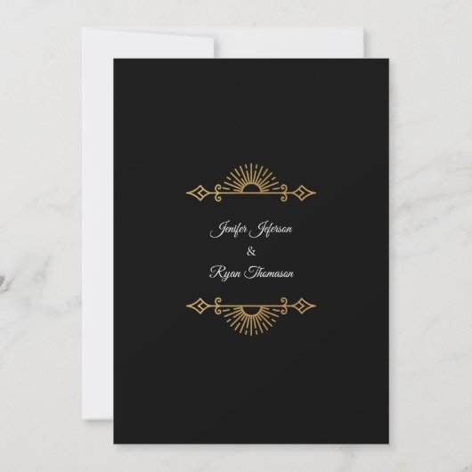 Elegant black and gold Gothic wedding Invitation 招待状 (裏面)