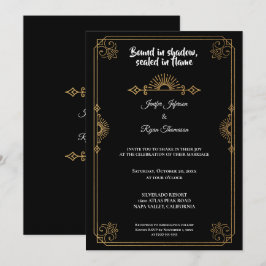 Elegant black and gold Gothic wedding Invitation 招待状