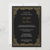 Elegant black and gold Gothic wedding Invitation 招待状 (正面)