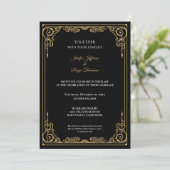 Elegant black and gold Gothic wedding Invitation 招待状 (スタンド正面)