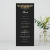 Elegant black and gold Gothic Wedding Menu メニュー (スタンド正面)