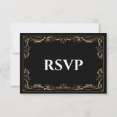 Elegant black and gold Gothic Wedding RSVP Card (裏面)