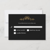Elegant black and gold Gothic Wedding RSVP Card (正面)