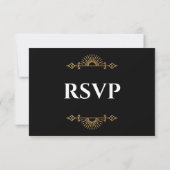Elegant black and gold Gothic Wedding RSVP Card (裏面)