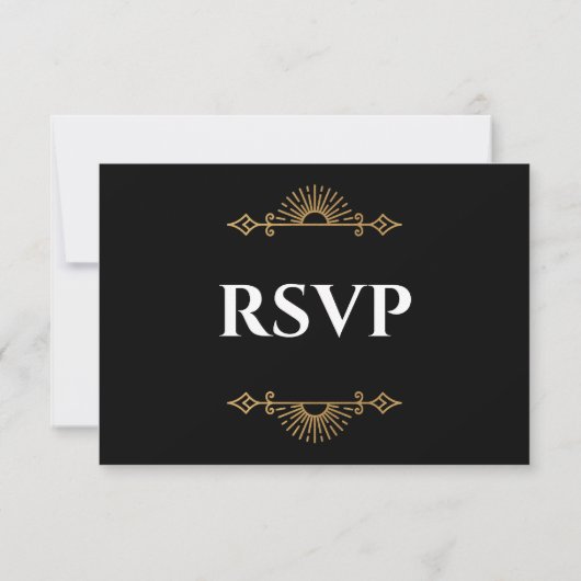 Elegant black and gold Gothic Wedding RSVP Card (裏面)