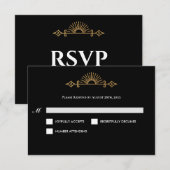 Elegant black and gold Gothic Wedding RSVP Card (正面/裏面)