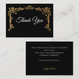 Elegant black and gold Gothic wedding Thank You ノートカード