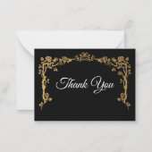 Elegant black and gold Gothic wedding Thank You ノートカード (正面)