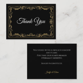 Elegant black and gold Gothic wedding Thank You ノートカード