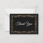 Elegant black and gold Gothic wedding Thank You ノートカード (正面)