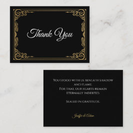 Elegant black and gold Gothic wedding Thank You ノートカード