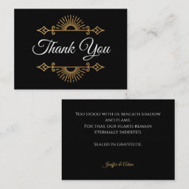 Elegant black and gold Gothic wedding Thank You ノートカード