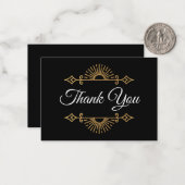 Elegant black and gold Gothic wedding Thank You ノートカード (正面/裏面インサイチュ)