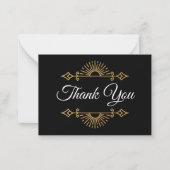 Elegant black and gold Gothic wedding Thank You ノートカード (正面)