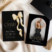 Elegant Black and Gold Graduation Invitation 招待状