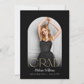 Elegant Black and Gold Graduation Invitation 招待状 (裏面)