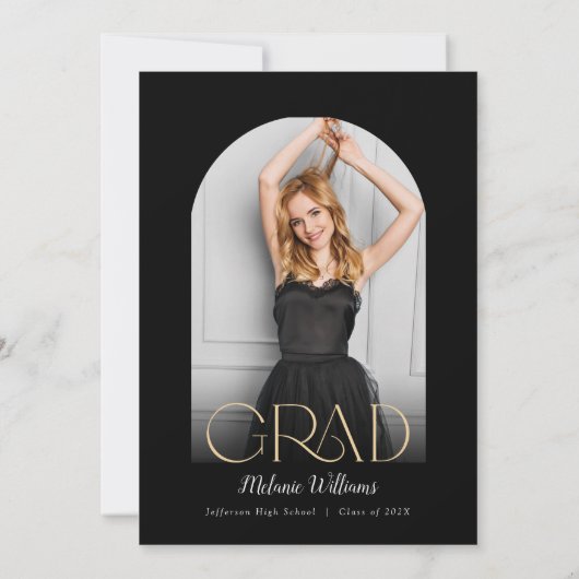 Elegant Black and Gold Graduation Invitation 招待状 (裏面)