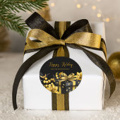Elegant Black and Gold Happy Holidays Sticker ラウンドシール