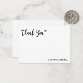 Elegant Black And Gold Heart Wedding Thank You ノートカード (正面/裏面インサイチュ)
