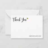 Elegant Black And Gold Heart Wedding Thank You ノートカード (正面)