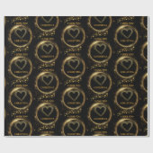 Elegant Black and Gold Hearts I Love you Name  ラッピングペーパー (フラット)
